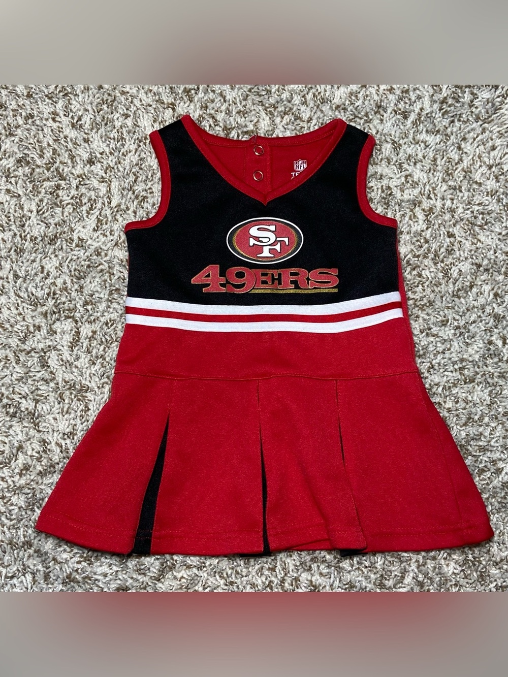 SAN FRANCISCO 49ERS Size 18M Toddler Cheerleader Cheer Dress Outfit Red Black